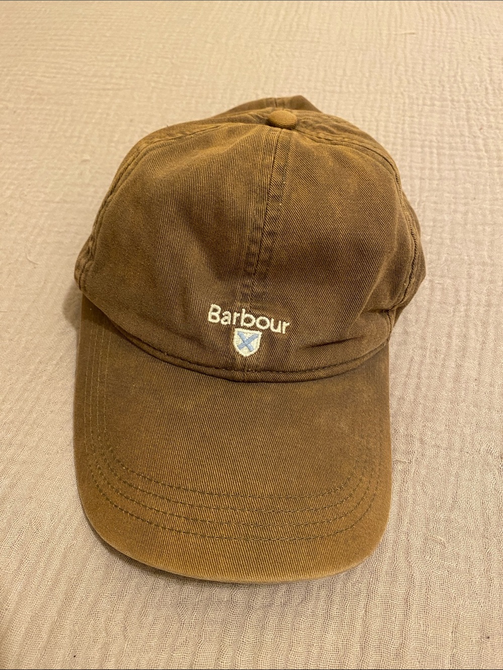 Barbour Brown Cotton Twill Cap with Embroidered Crest